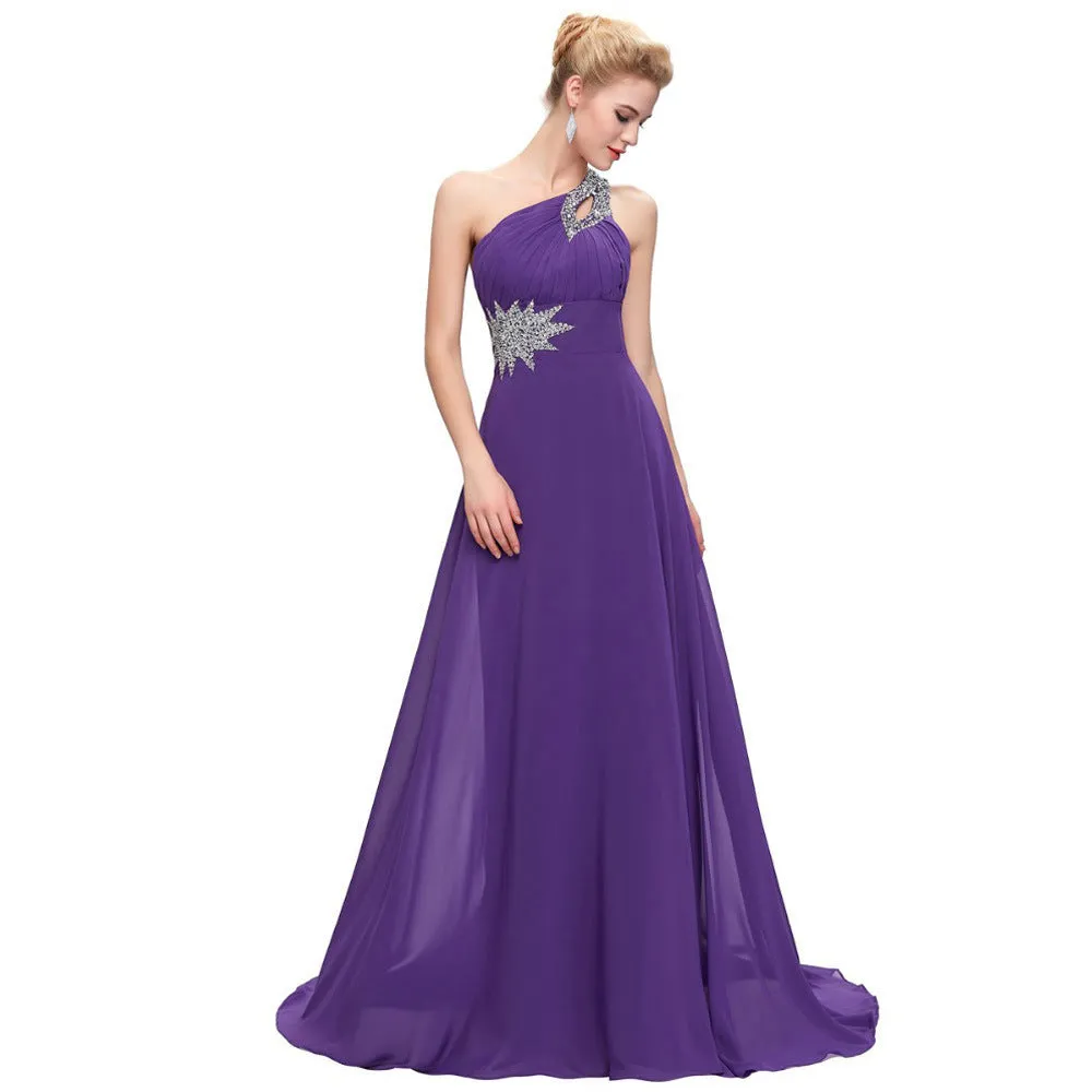 sd-hk Women One-Shoulder Ombre Prom Wedding Gowns Bridemaid dress