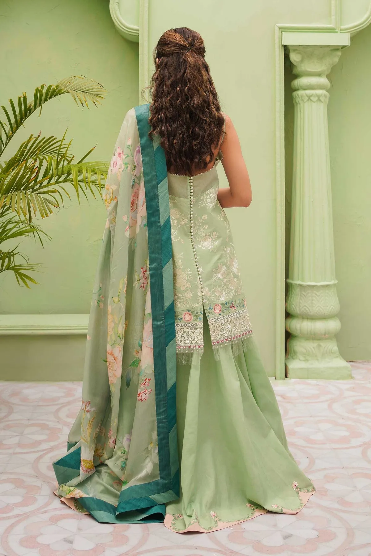 Sea Green Kameez Salwar for Pakistani Party Dresses