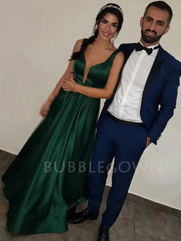 Sexy Deep V Neck A-Line Backless Long Evening Party Prom Dresses, Cheap Prom Dresses,MR7116