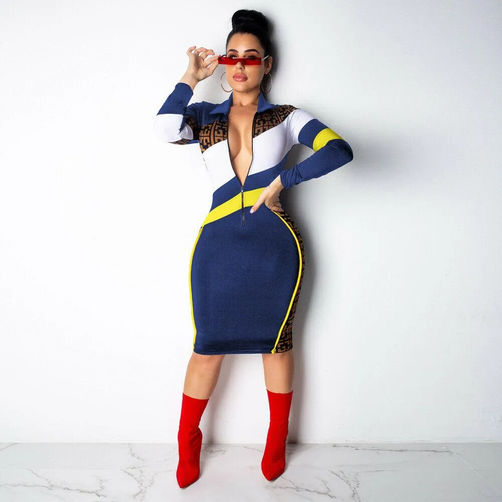 Sexy Zipper Bodycon Party Clubwear
