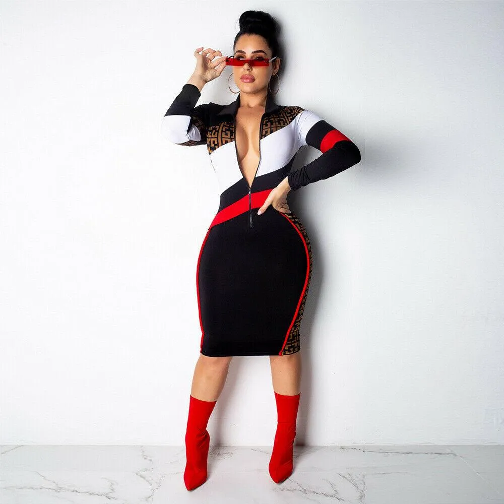 Sexy Zipper Bodycon Party Clubwear