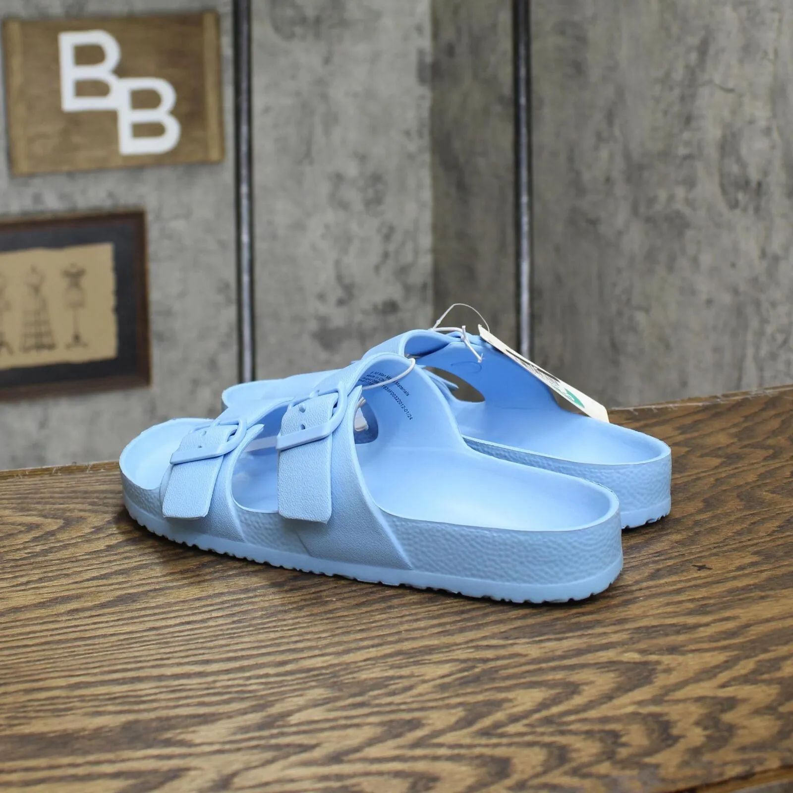 Shade & Shore Women's Neida EVA Two Band Footbed Slide Sandals Light Blue 8M
