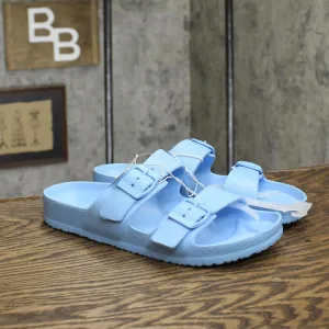 Shade & Shore Women's Neida EVA Two Band Footbed Slide Sandals Light Blue 8M