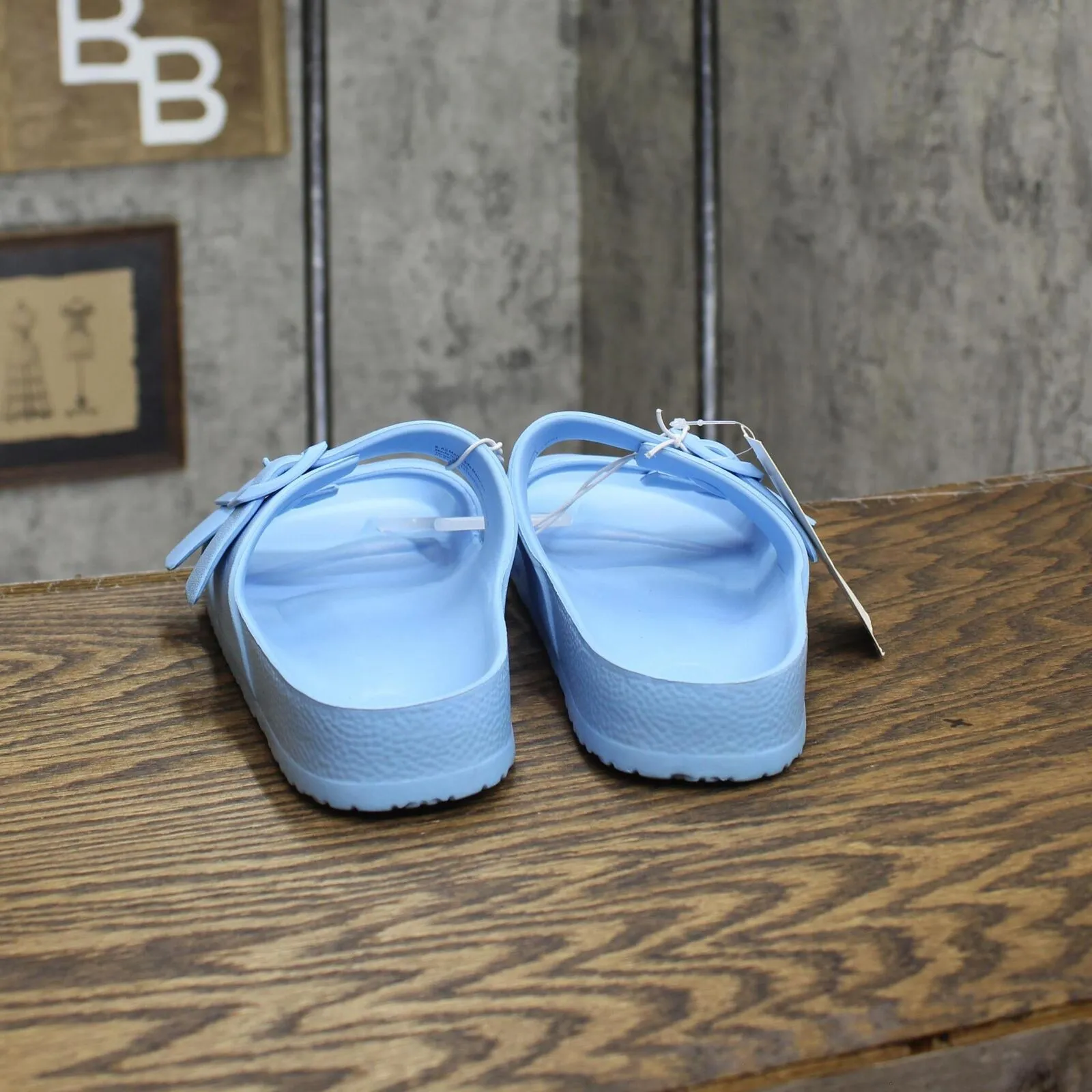 Shade & Shore Women's Neida EVA Two Band Footbed Slide Sandals Light Blue 8M
