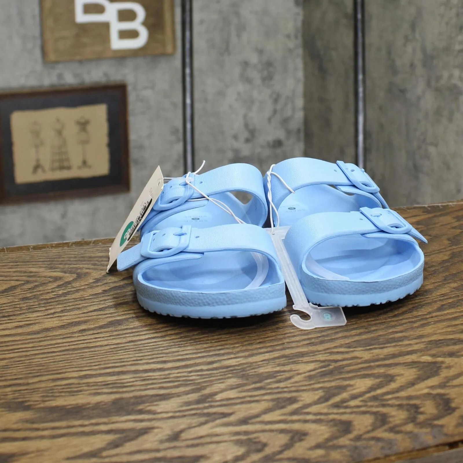 Shade & Shore Women's Neida EVA Two Band Footbed Slide Sandals Light Blue 8M