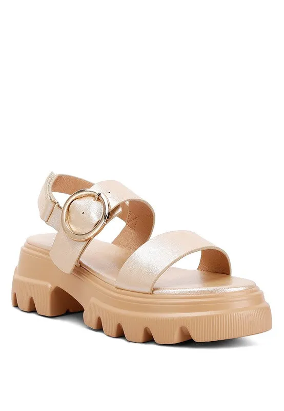 Silas Metallic Chunky Sandals – Platform Lug Sole in Silver & Gold