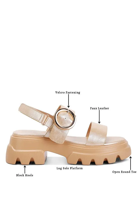 Silas Metallic Chunky Sandals – Platform Lug Sole in Silver & Gold