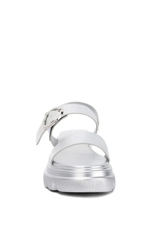 Silas Metallic Chunky Sandals – Platform Lug Sole in Silver & Gold