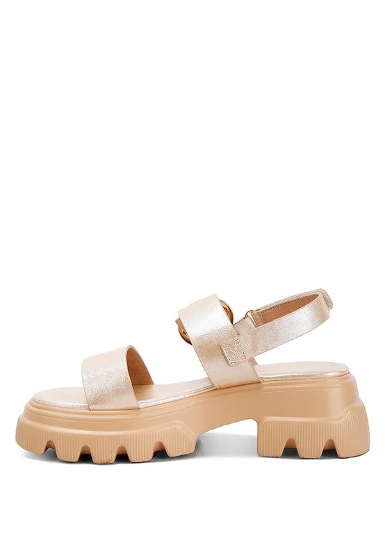 Silas Metallic Chunky Sandals – Platform Lug Sole in Silver & Gold