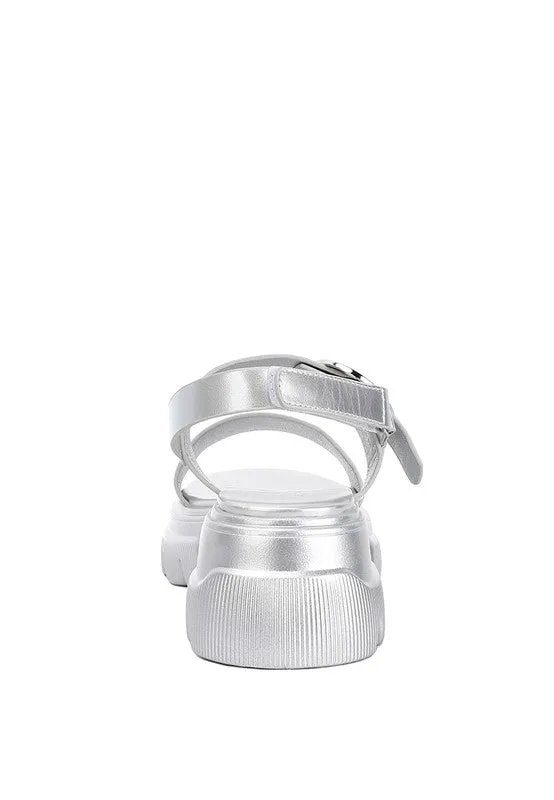 Silas Metallic Chunky Sandals – Platform Lug Sole in Silver & Gold