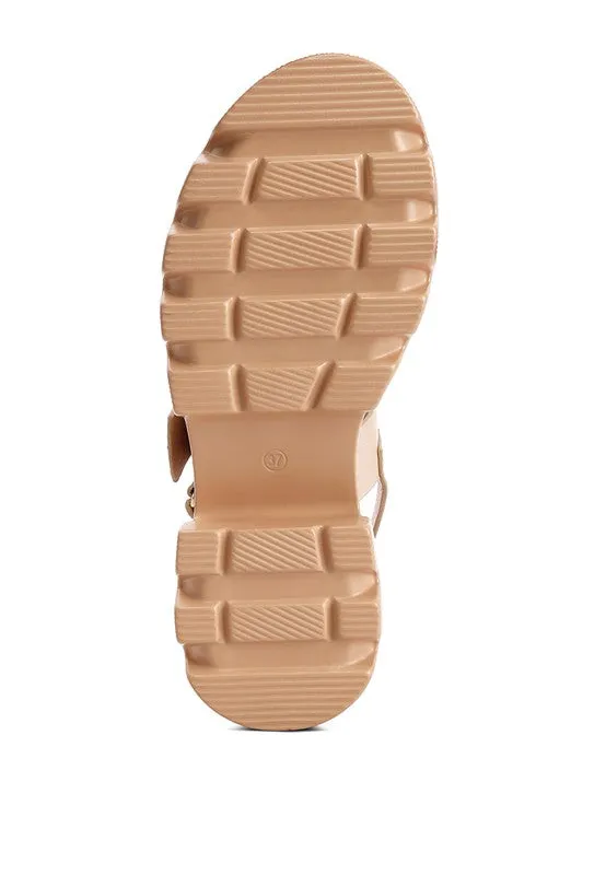 Silas Metallic Chunky Sandals – Platform Lug Sole in Silver & Gold