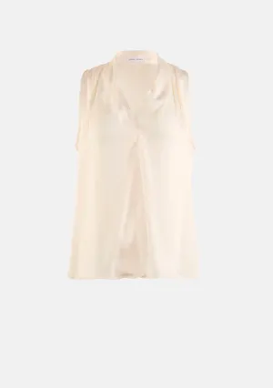 Silk Pleated Sleeveless Top
