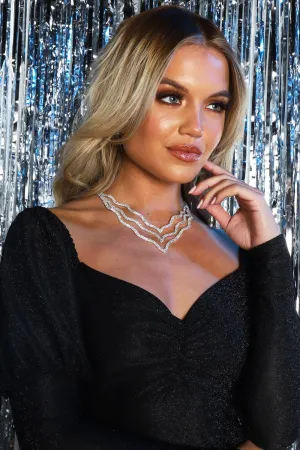 Silver Diamante Triple Necklace - Roxy