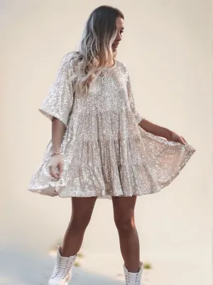 Silver Sequin Party Dress