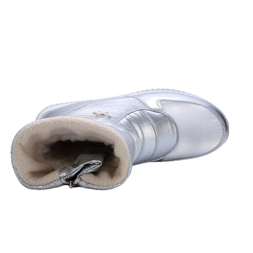 Silver Zipper Kids Winter Snowboots