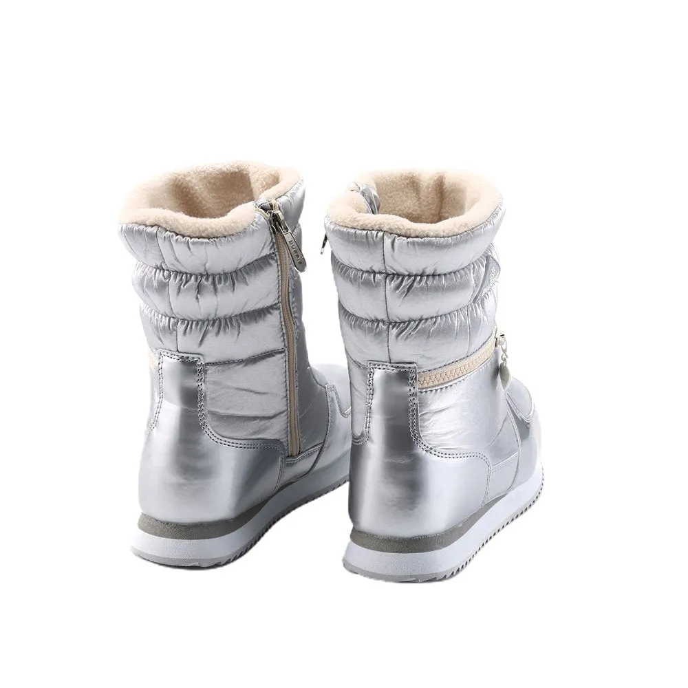 Silver Zipper Kids Winter Snowboots