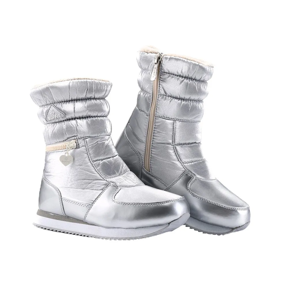 Silver Zipper Kids Winter Snowboots