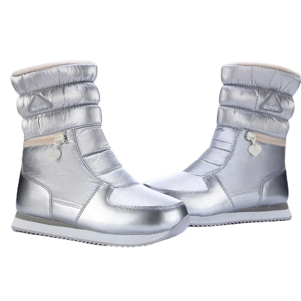 Silver Zipper Kids Winter Snowboots