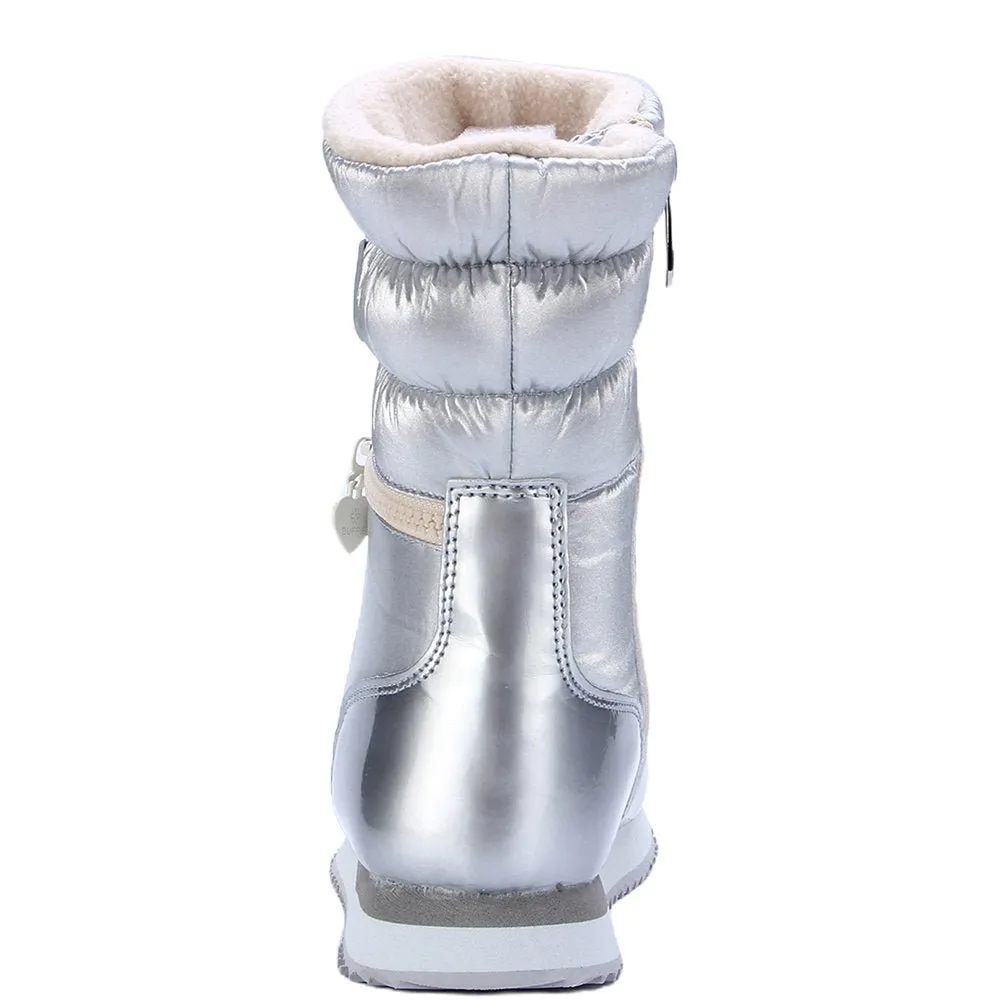 Silver Zipper Kids Winter Snowboots
