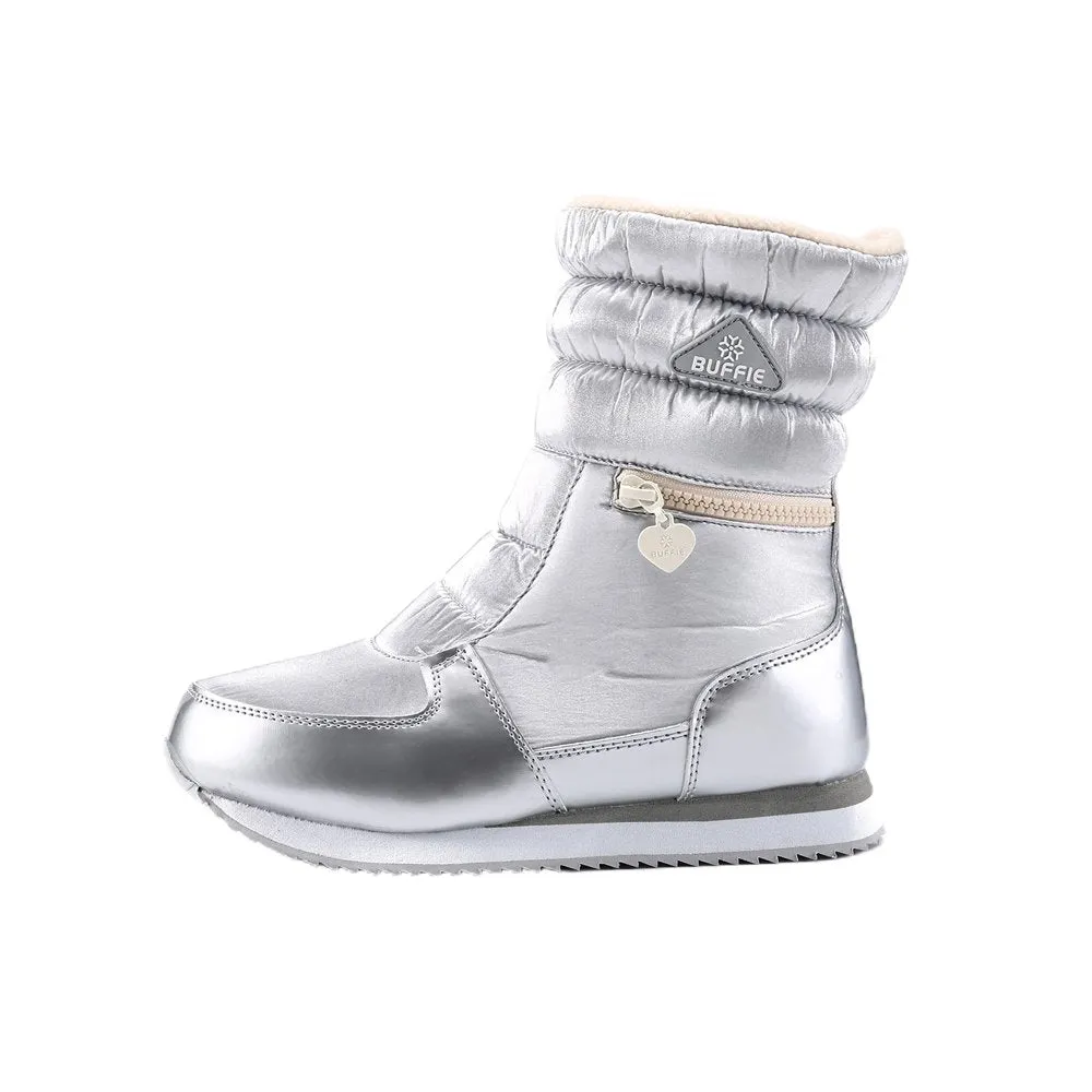 Silver Zipper Kids Winter Snowboots