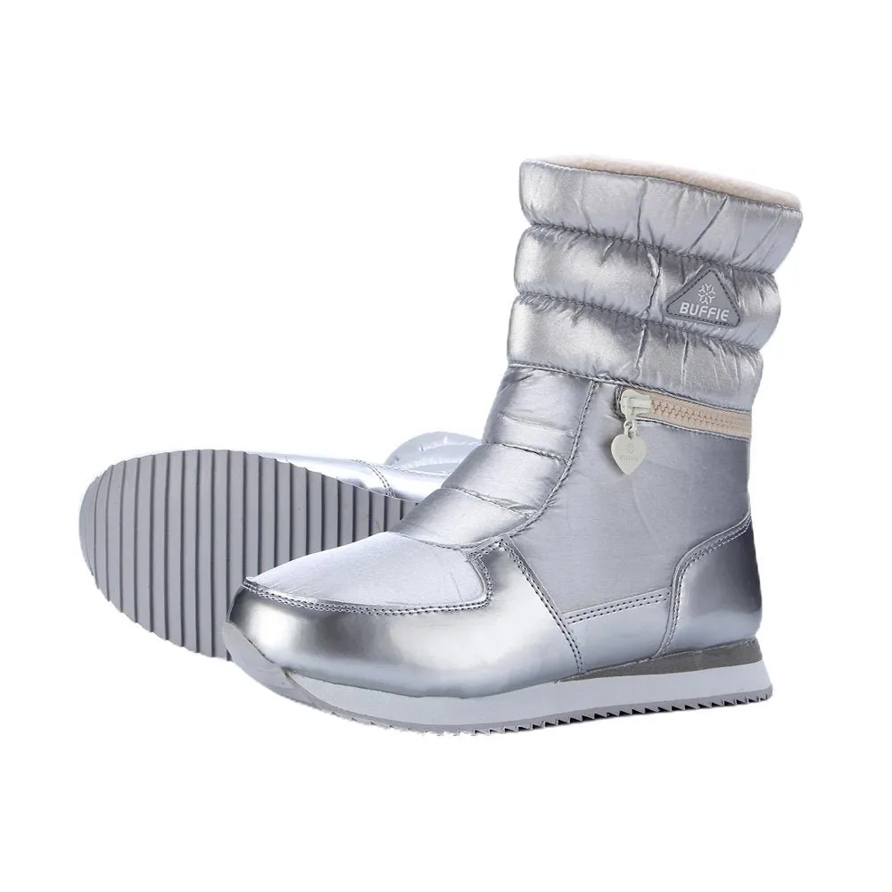 Silver Zipper Kids Winter Snowboots