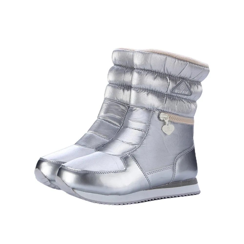 Silver Zipper Kids Winter Snowboots