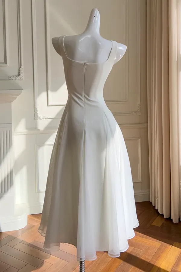 Simple A Line Chiffon Short ivory Prom Dress, Simple ivory Bridesmaid Dress APH0299