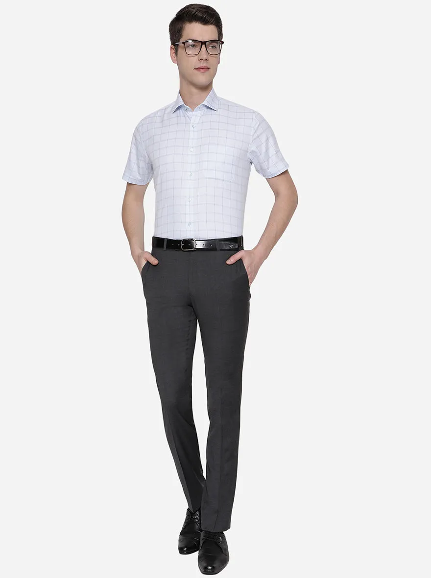 Sky Blue Checked Regular Fit Formal Shirt | Greenfibre