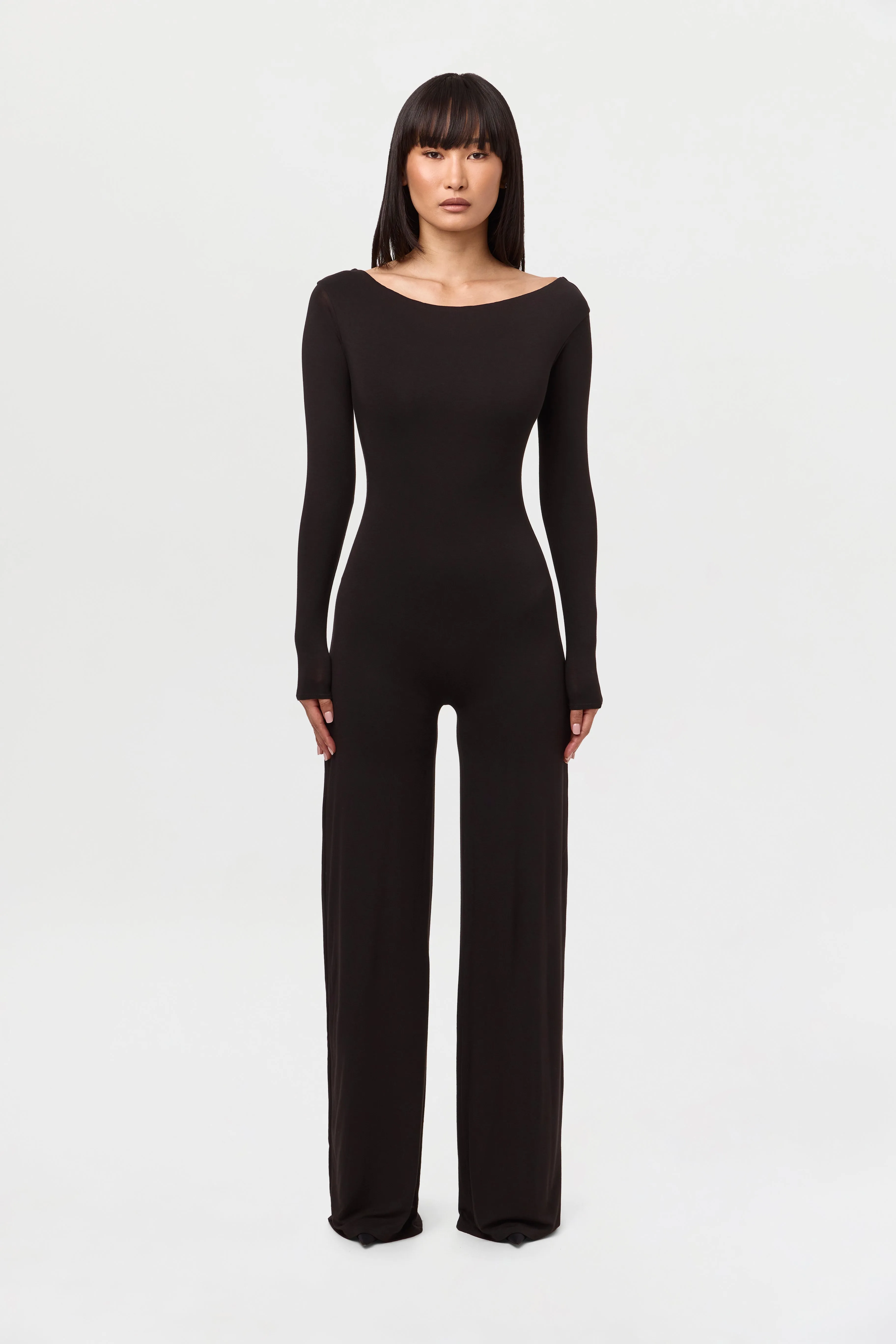 Smooth Boatneck Wide Leg Jumpsuit
