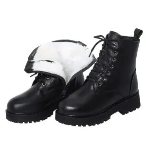 Snow Boots Women High-Heeled Leather