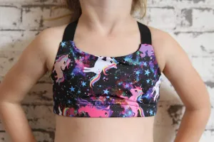 Space Pony V Sports Bra Youth Girls