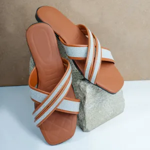 Sparkle Cross Flats - Brown