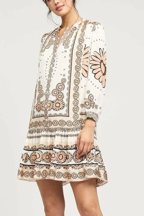 Split-Neck Button-Front Boho Dress