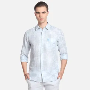 Spread Collar Gingham Check Casual Shirt