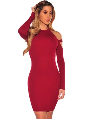 Spring and Autumn Long Sleeve Off-the-shoulder Nightclub Bag Hip Dress