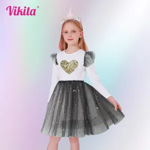 Star Glitter Sequin Girls' Party Dress