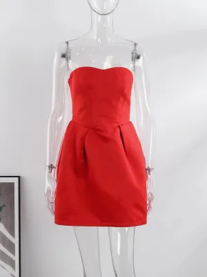 Strapless Backless Red Christmas Party Dress