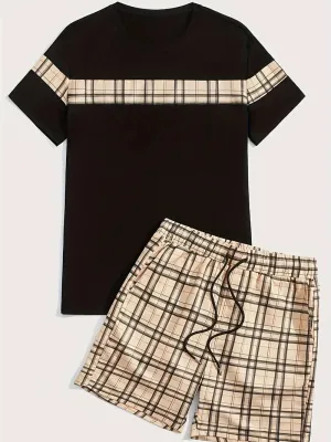 Summer vacation men's checked outfit set by Matthew