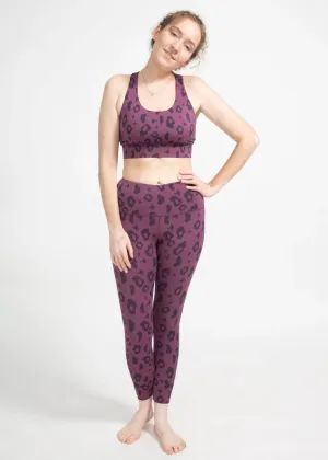 Surf & Yoga Leggings mit Lila Leopard Print