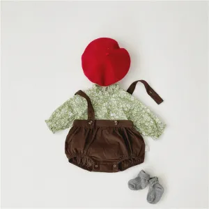 Suspender velvet shirts with cotton blouse
