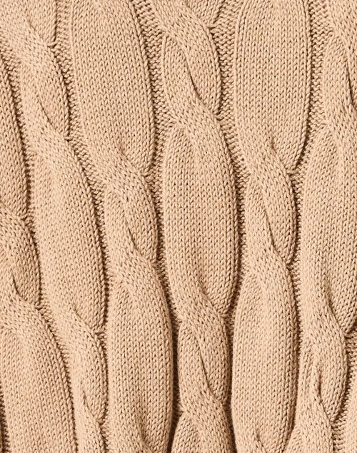 Tan Cable Knit Poncho Sweater
