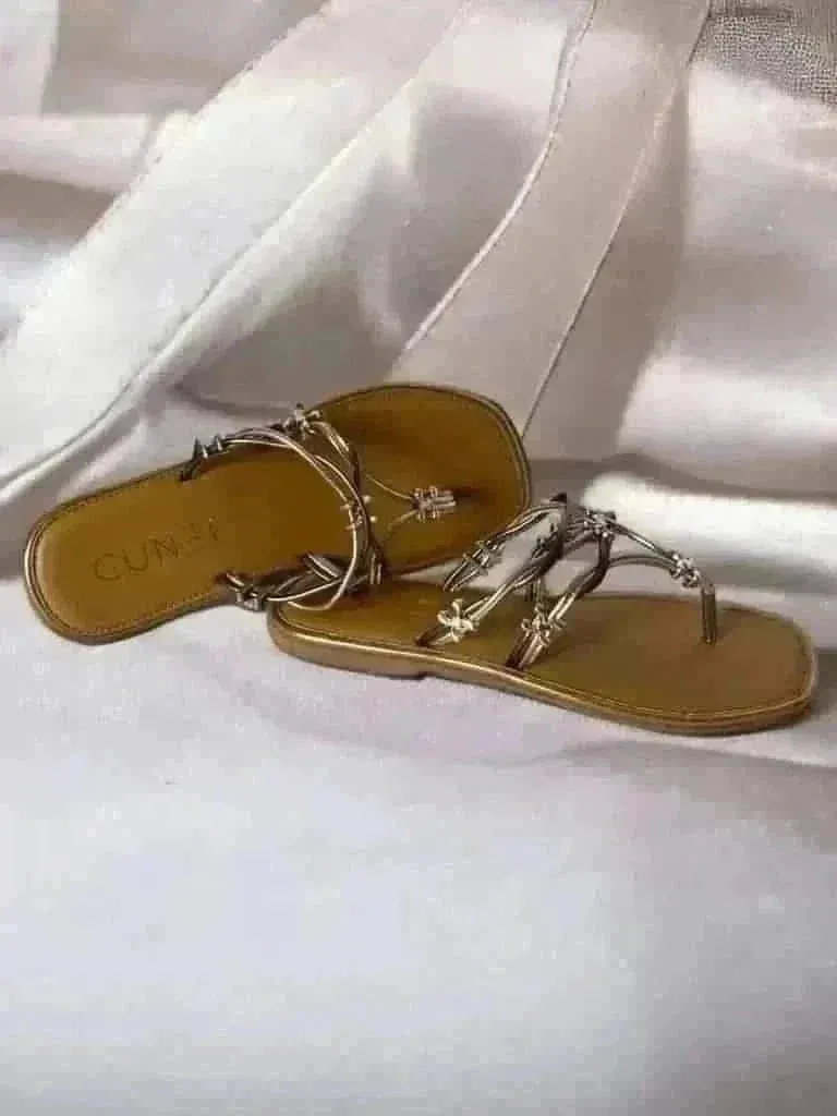 Taupe Gold Metallic Flats