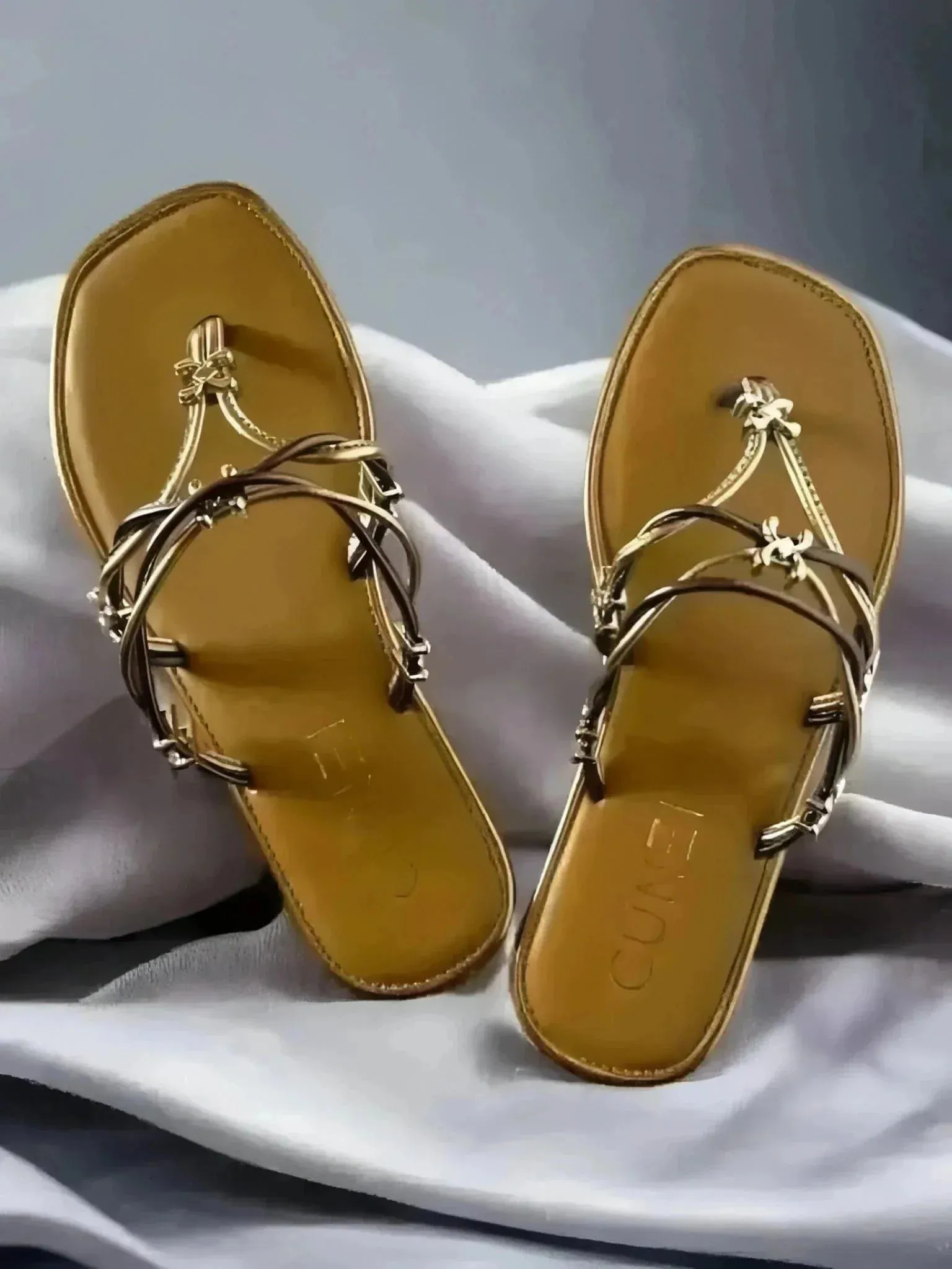 Taupe Gold Metallic Flats