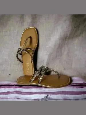 Taupe Gold Metallic Flats