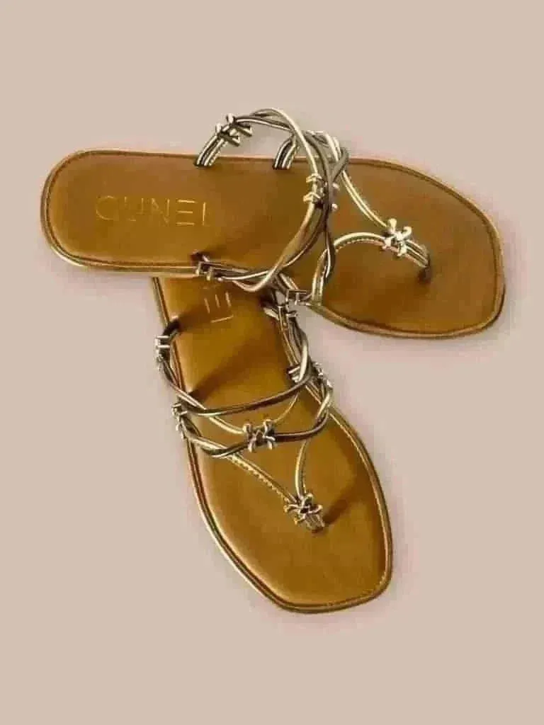 Taupe Gold Metallic Flats