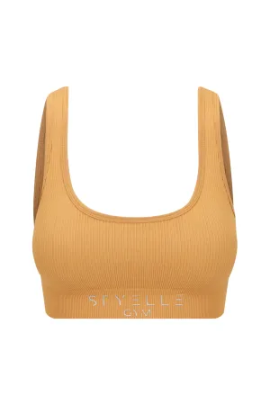 Taylor | Ribbed Activewear Top | Desert Sand