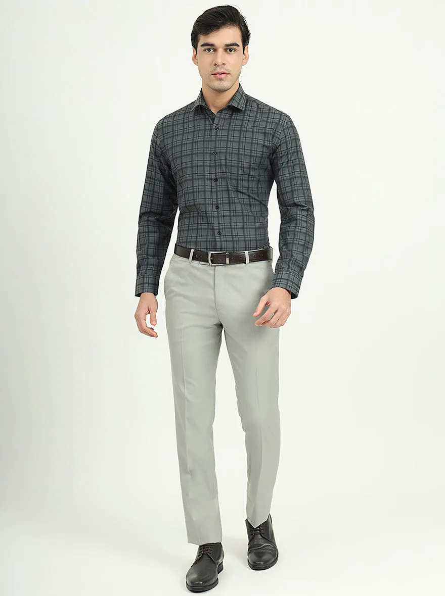 Teal Green Checked Slim Fit Formal Shirt | Greenfire