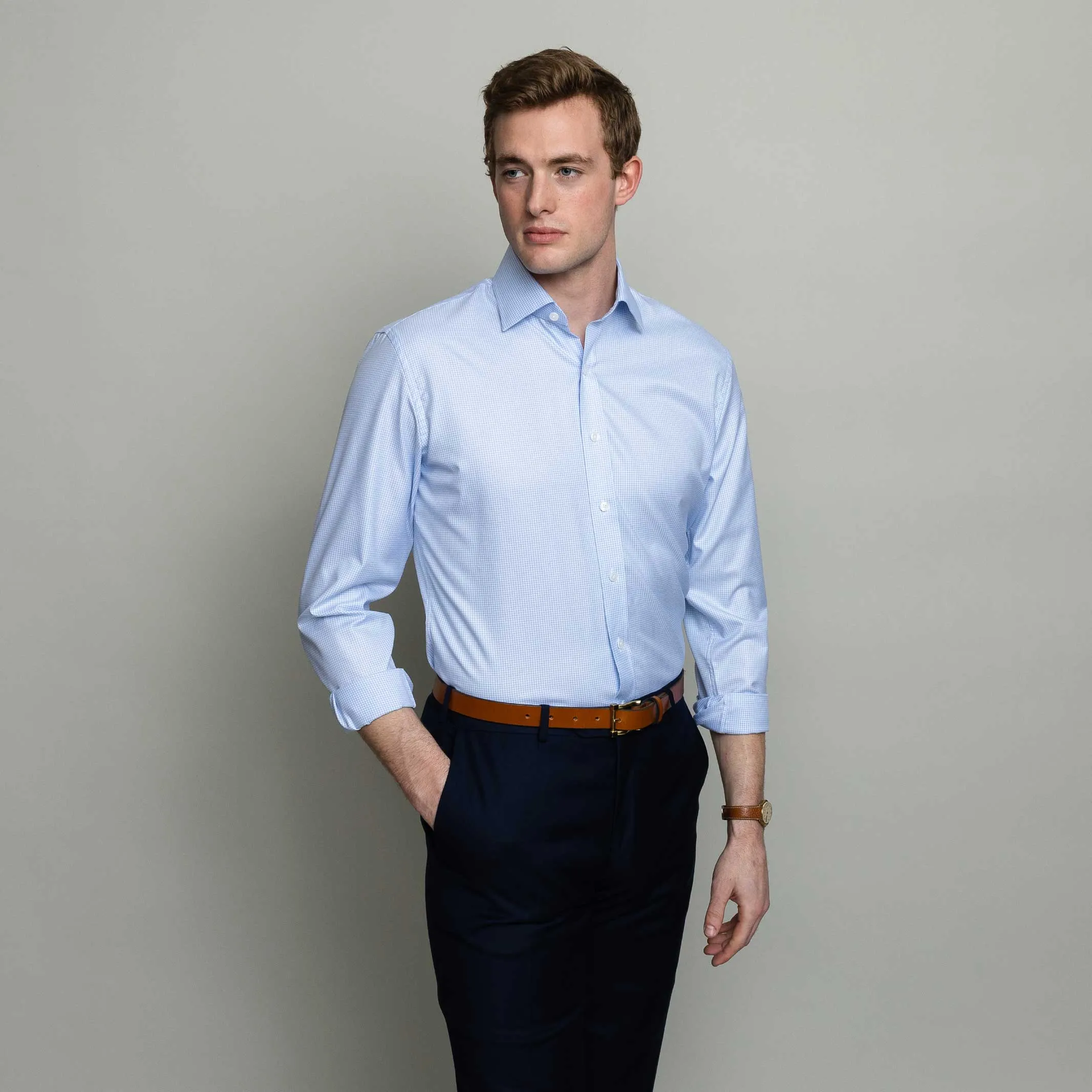 The Light Blue Kilby Non Iron Gingham Custom Shirt