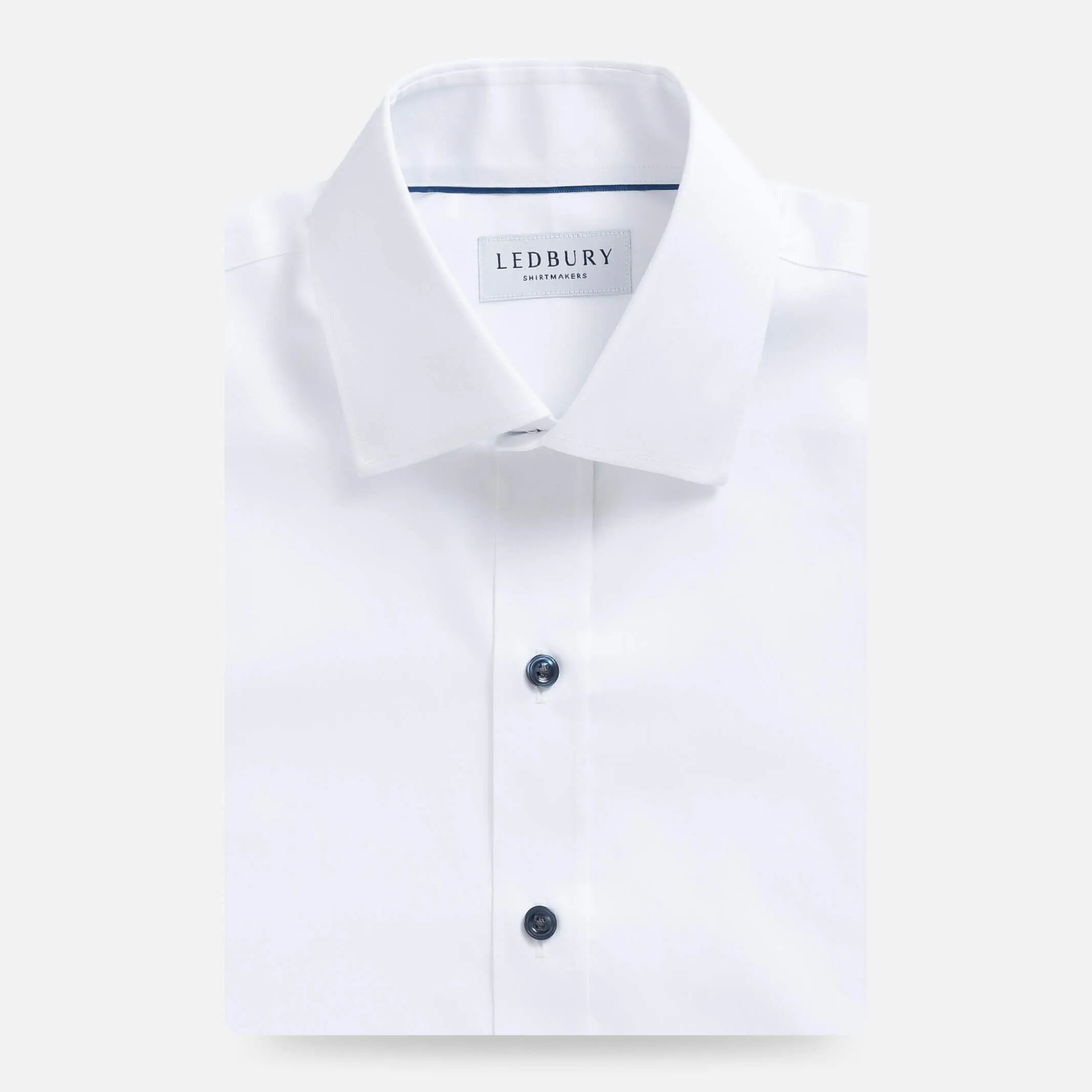 The White Madison Fine Twill with Navy Buttons Custom Shirt