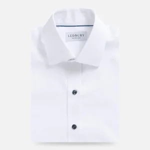 The White Madison Fine Twill with Navy Buttons Custom Shirt